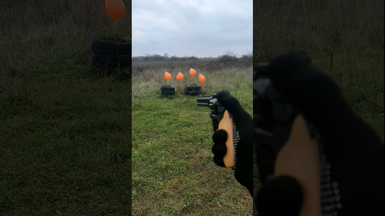 Epic shooting with cool revolvers at various explosive targets