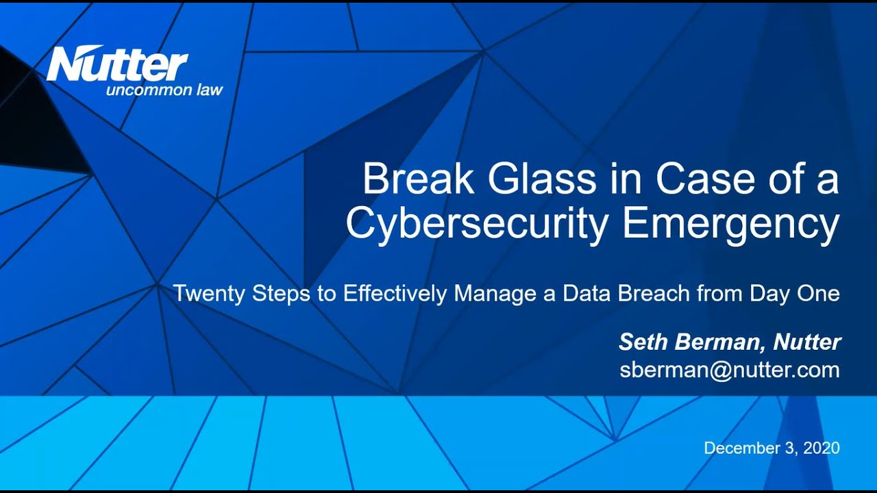 Break Glass in Case of a Cybersecurity Emergency