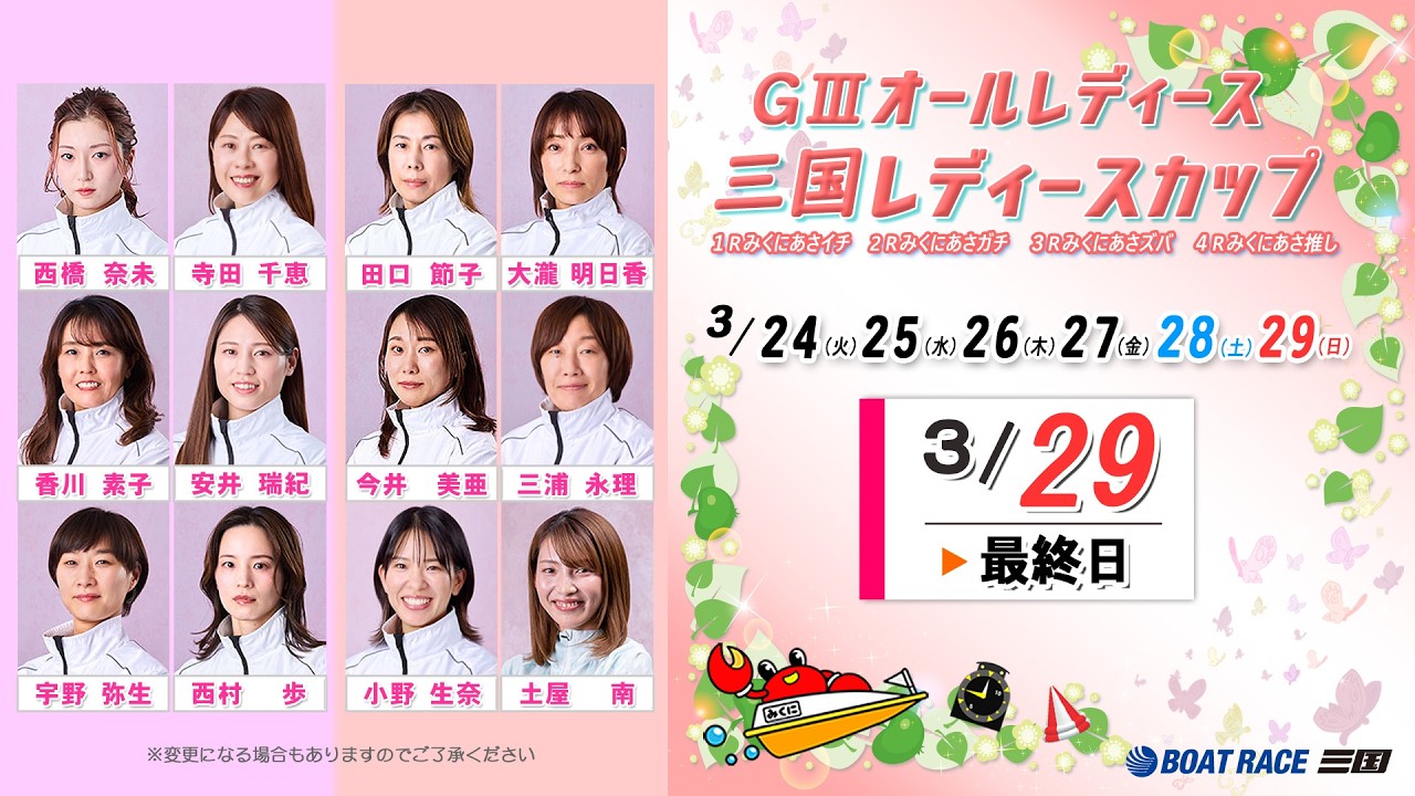 GⅢオールレディース　三国レディースカップ　　最終日　８：００～