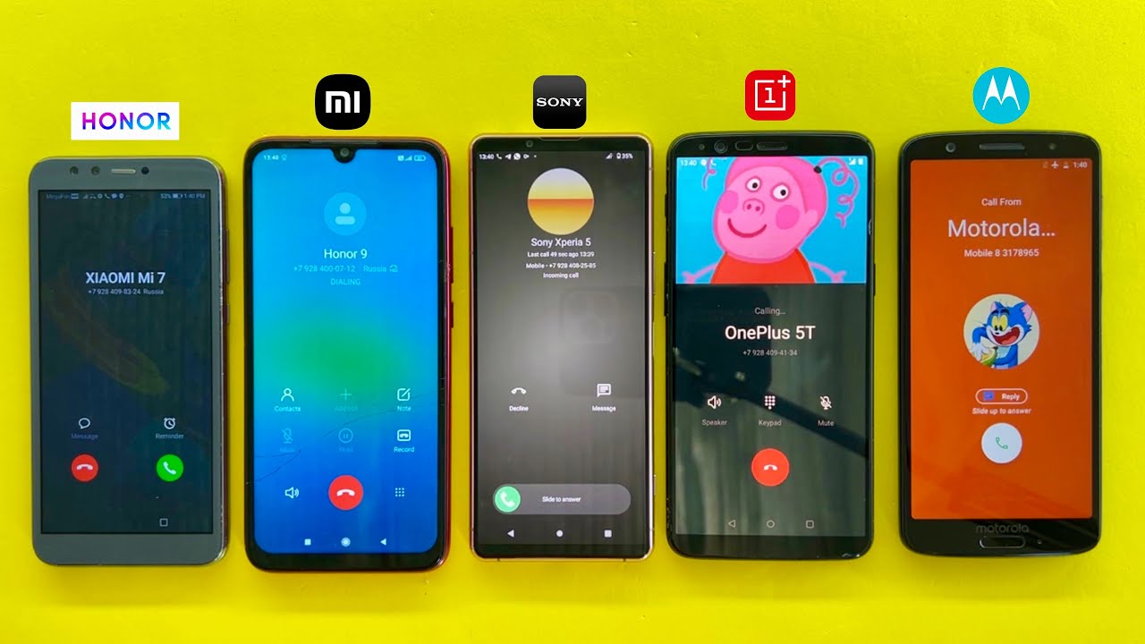Sony Xperia 5 + XIAOMI Mi7 + Honor 9Lite + OnePlus 5T + Motorola moto 1S Incoming & Outgoing Calls