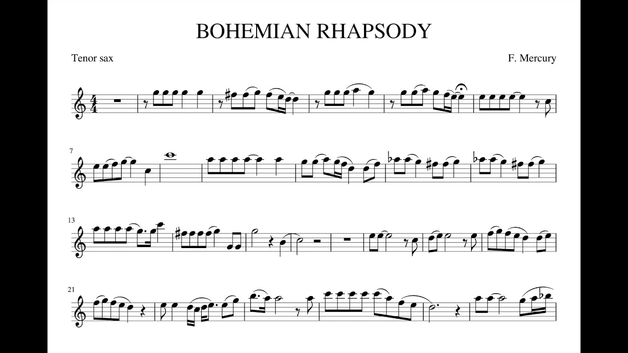 BOHEMIAN RHAPSODY  base audio-video per Tenor sax/ backing track sheet music
