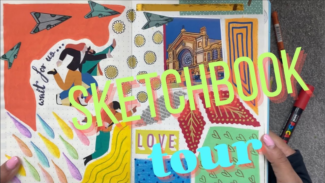 Sketchbook Tour - Mixed Media, Collage, Colourful  | Samia Creative