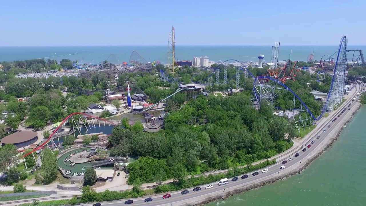 Cedar Point aerial footage from outside the shoreline
