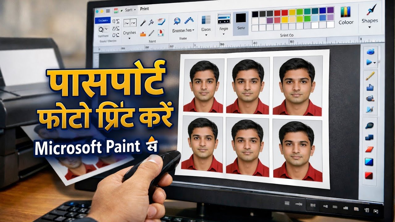 How to print passport size photo in ms paint | फोटो डिजाइन कैसे करें? 