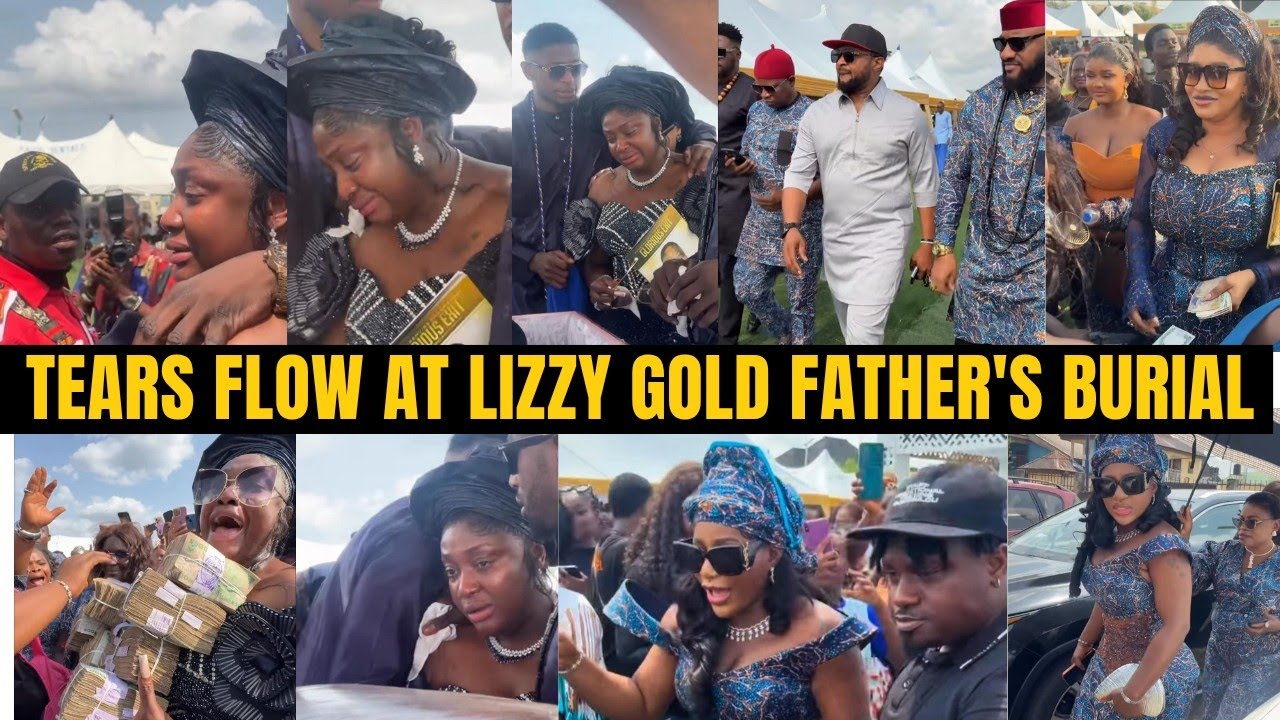 Lizzy Gold Cry as Destiny Etiko, Yul Edochie and Nollywood Actors Storm Her Father's Bur!al in Asaba