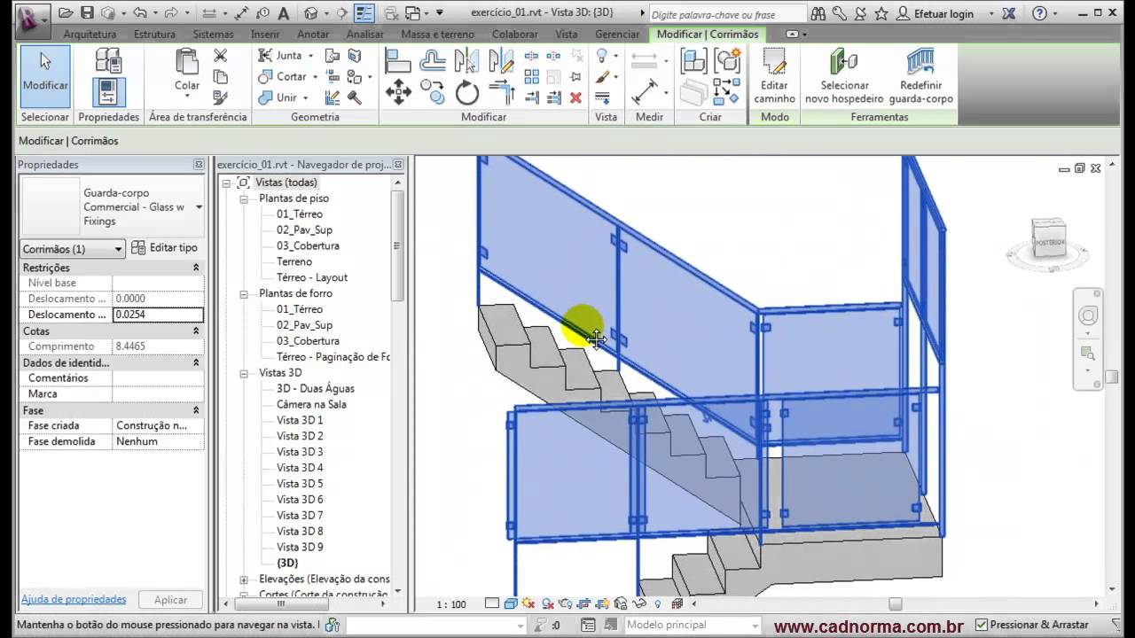 Revit II - E8-05 - Modificando Guarda-Corpos - Parte I