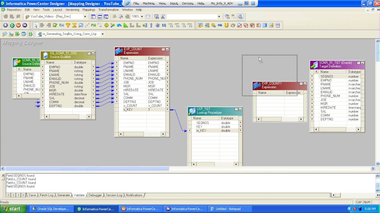 Generating Sequence Number Using Connected Lookup Transformation.