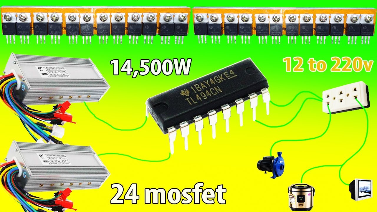 kích điện 12v lên 220v đơn giản rễ làm