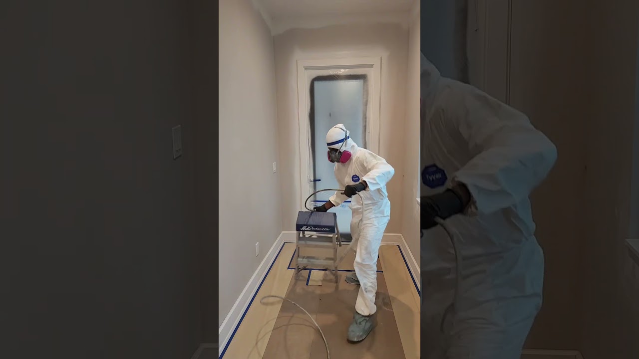 Spraying primer with the 390 cordless Graco paint sprayer #paintingbyjuan #gracopaintsprayers #paint