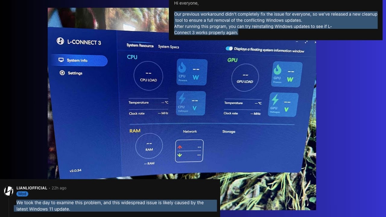 Rozwiązanie problemu polegającego na tym, że aplikacja L-Connect 3 firmy Lian Li po aktualizacji ...
