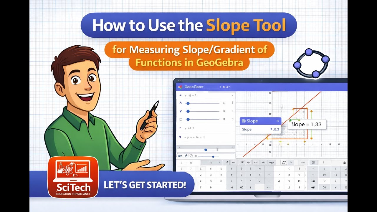 How to Use the Slope Tool for Measuring Slope/Gradient of Functions in GeoGebra.