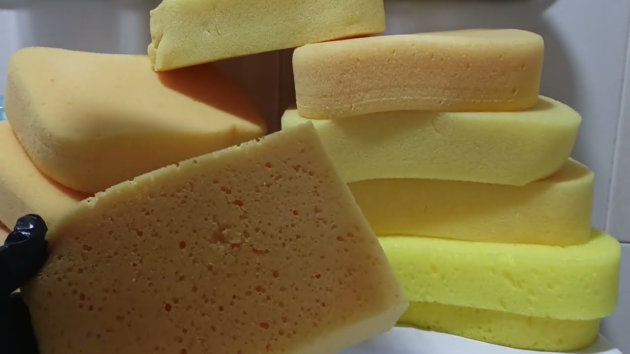 Relaxing Foam ASMR 🧽 Part3  (Final) | Rinsing All My Yellow Sponges in Pure Detergent