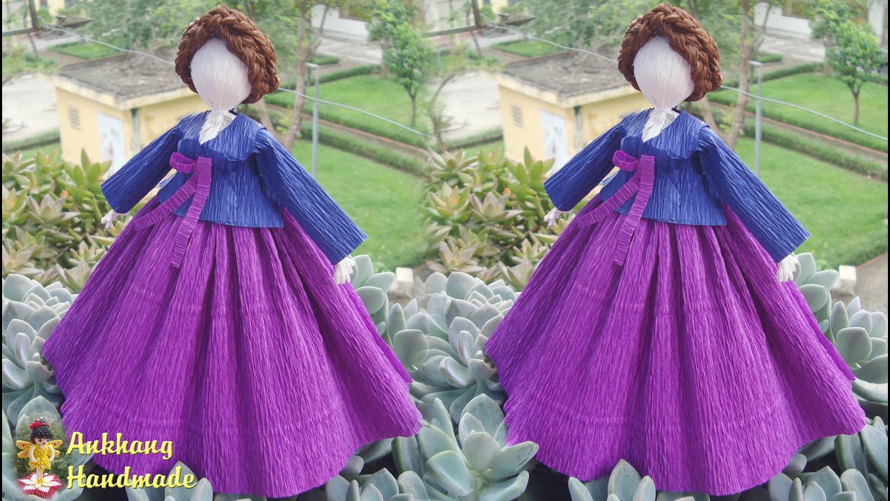 Crepe paper Korean doll tutorial | DIY making paper doll at home , home decoration idea