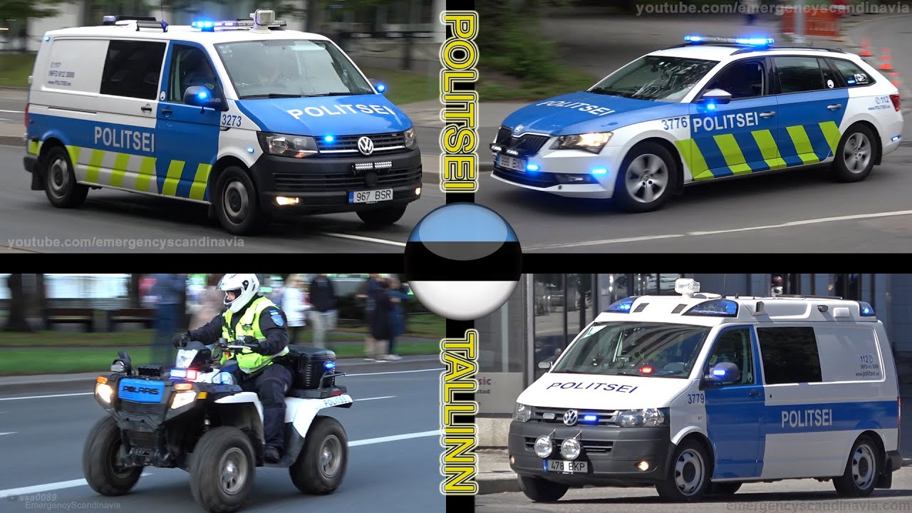 Police cars responding in Tallinn (collection)