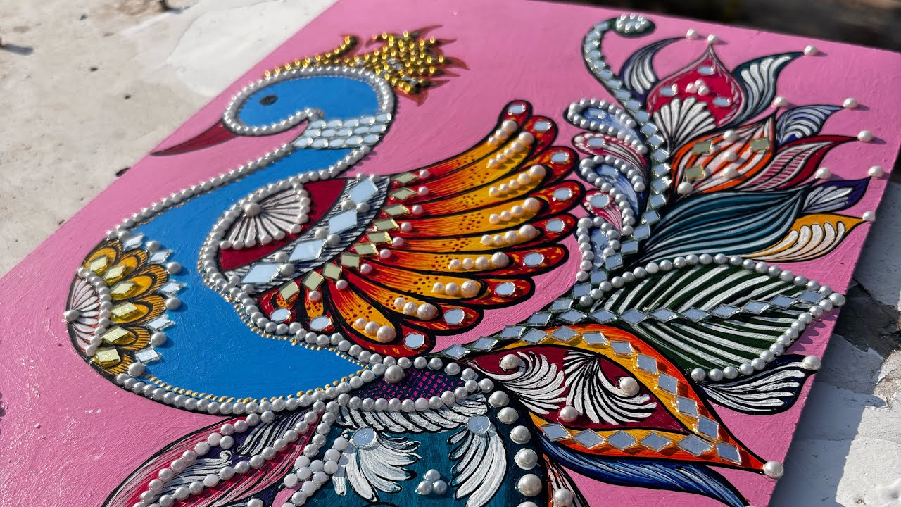 ￼ Royal peacock painting🦚✨￼ 72 hours of detailed handwork❤️￼ would you hang this on your wall? ￼🥰♥️