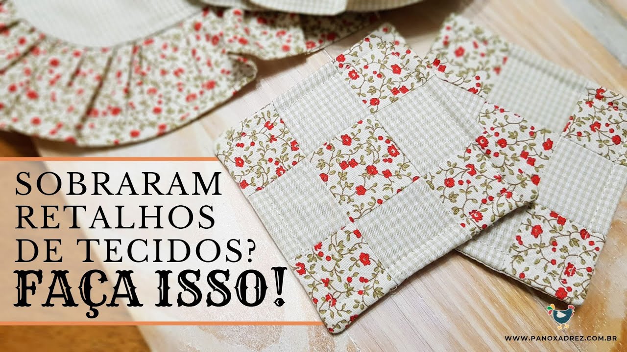 Dica rápida para aproveitar retalhos de tecidos no Patchwork: porta-copos rápido e fácil!