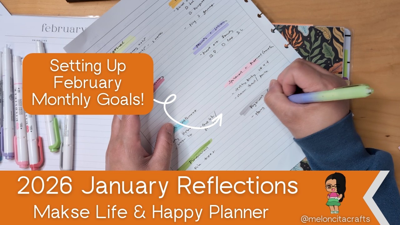 2026 January Reflections and February Goals - Makse Life and Happy Planner | MeloncitaCrafts