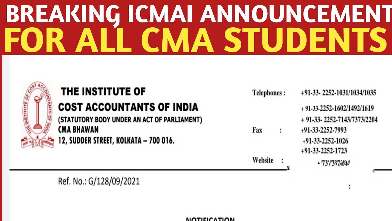 Breaking ICMAI Official Announcement  | CMA Exams December 2021 | For All CMA student | CMA Exams