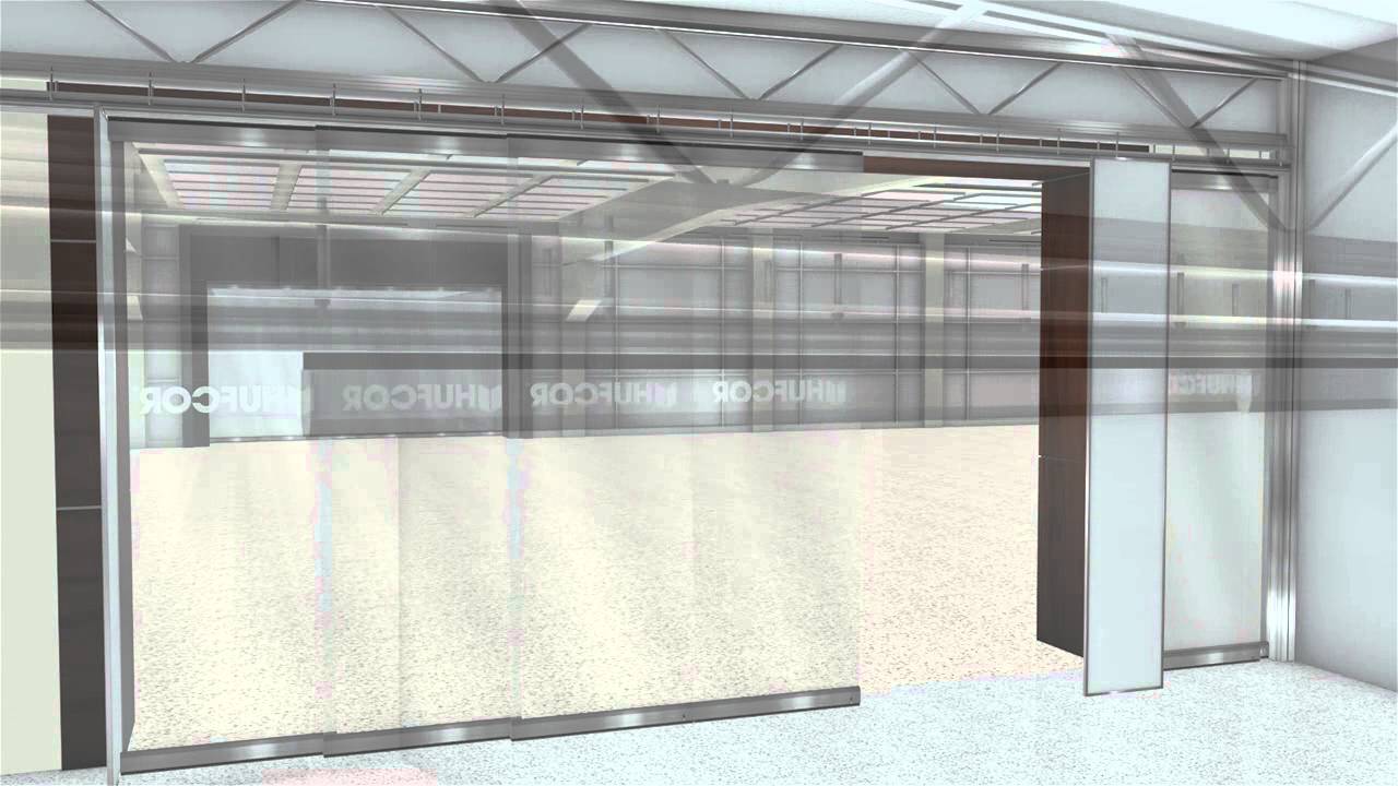 Hufcor Glass Wall Storefront System with Unispan Overhead Support - Side by Side