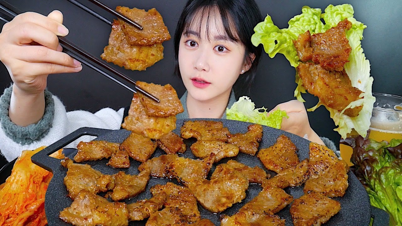 ASMR MUKBANG | Яннём Кальби🍖 Маринованные свиные ребрышки на гриле😋 Корейская Еда | eating