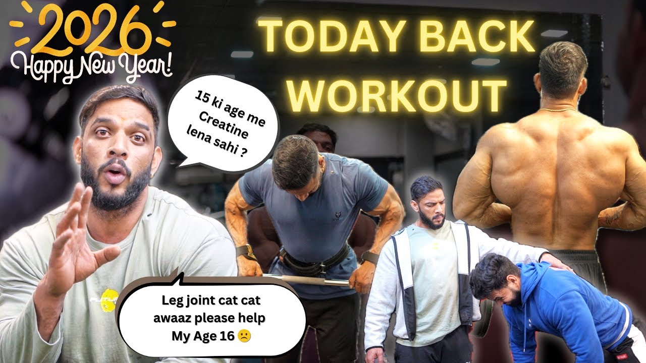 Today back workout | 15 ki age me creatine lena sahi hai?? | rahul fitness 