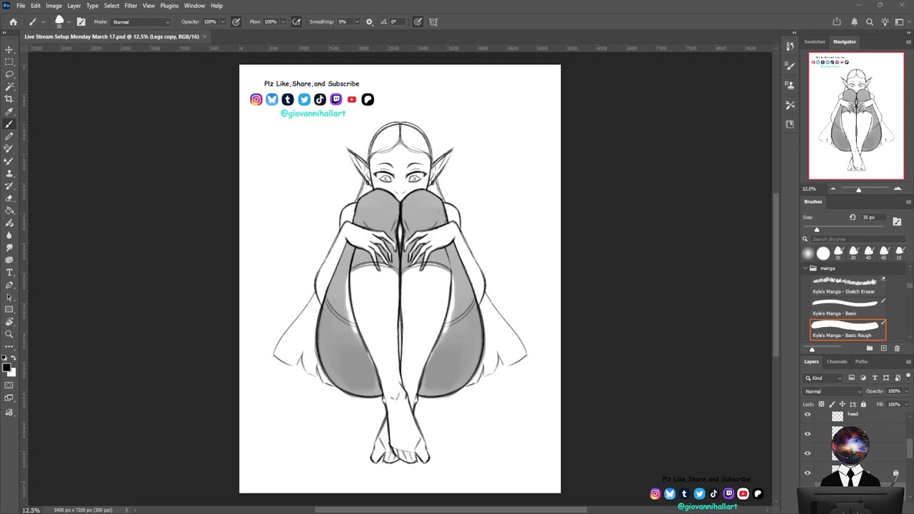 🔴LIVE! Drawing Anime Waifu Fan Art (multi-streaming on Twitch & TikTok)