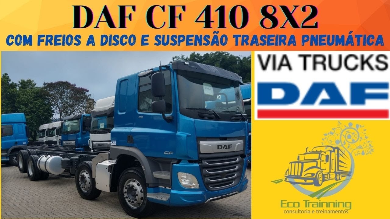 DAF CF 410 8X2 com suspensão traseira pneumática e freios disco