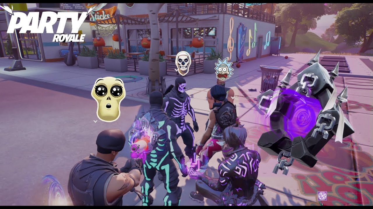 Going In Party Royale As A Green Skull Trooper But Having The Purple Ghost Portal Backbling On