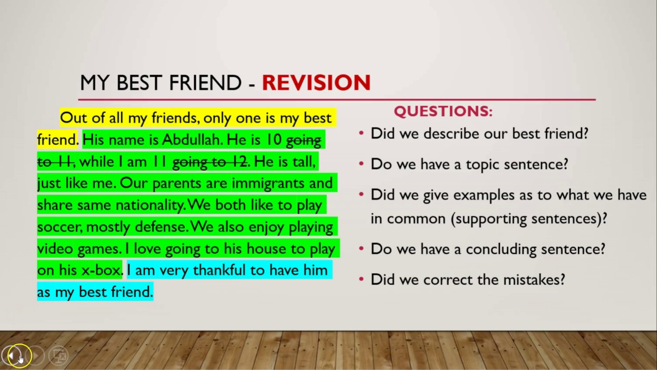 (ESL): My Best Friend - Writing a Descriptive Paragraph