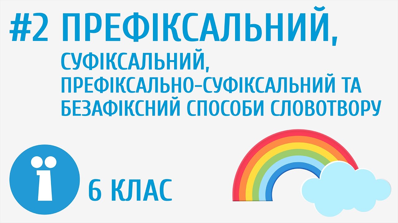 Префіксальний, суфіксальний, префіксально-суфіксальний та безафіксний способи словотвору #2