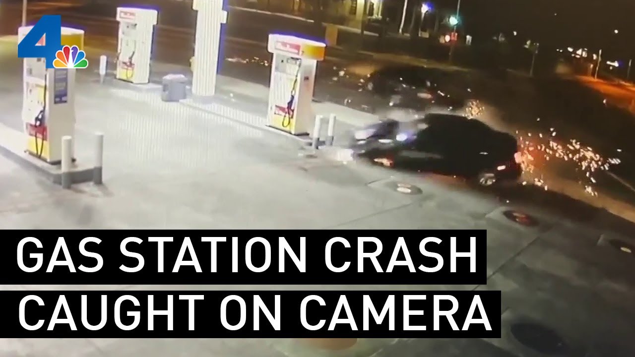 Gas Station Crash Caught on Camera | NBCLA