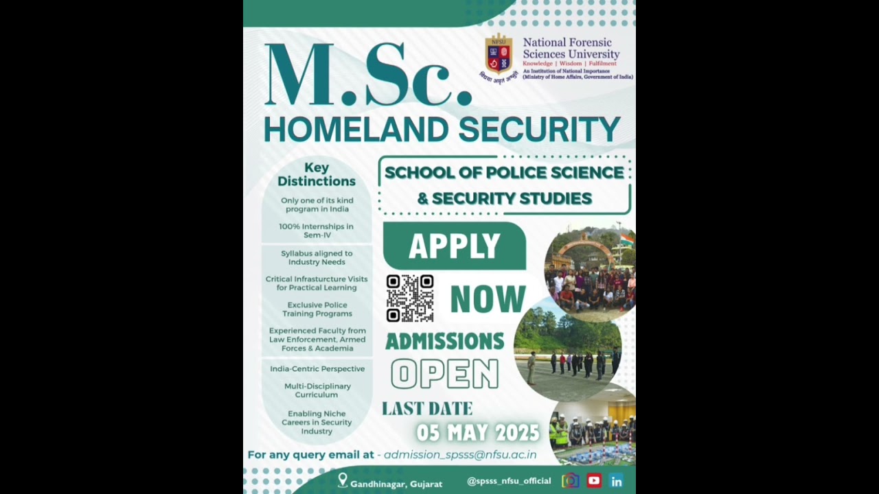 M.Sc. Homeland Security Admissions Open 2025
