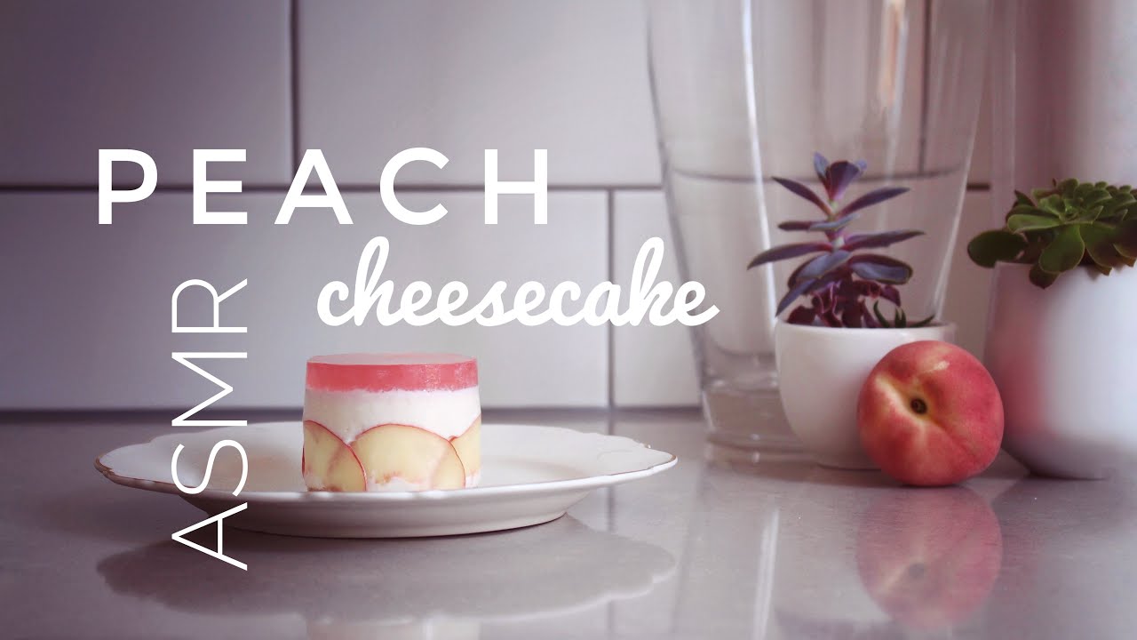 ASMR Cooking [no ads] - Mini Peach Cheesecake (no music, no talking, just real cooking sounds)