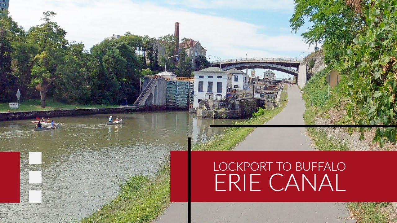Biking New York:  The Erie Canal Trail --  Lockport to Buffalo [Famous Flight of Five Locks]