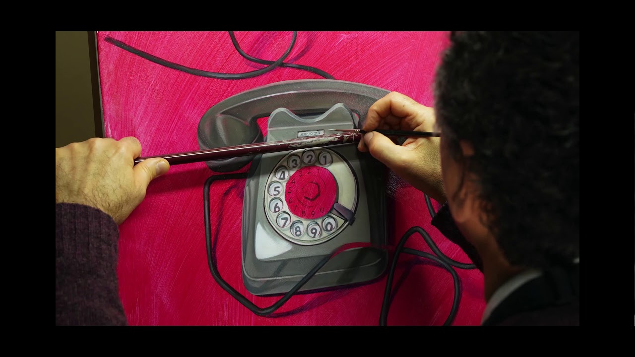 CALL ME - Making of / olio su tela - oil on canvas cm 55x55 - Still life by Riccardo Bozzi