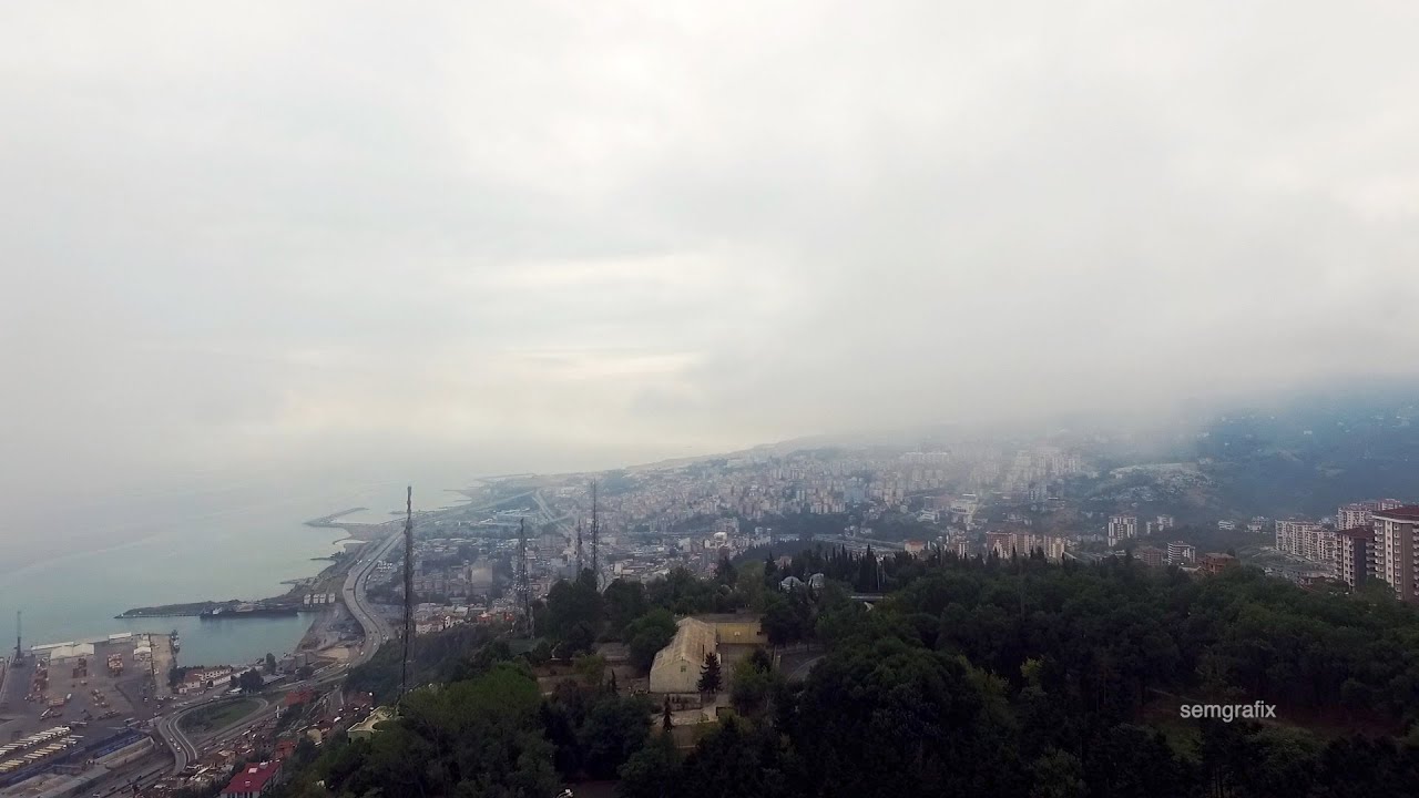 Drone launch from Boztepe hill in Trabzon city.