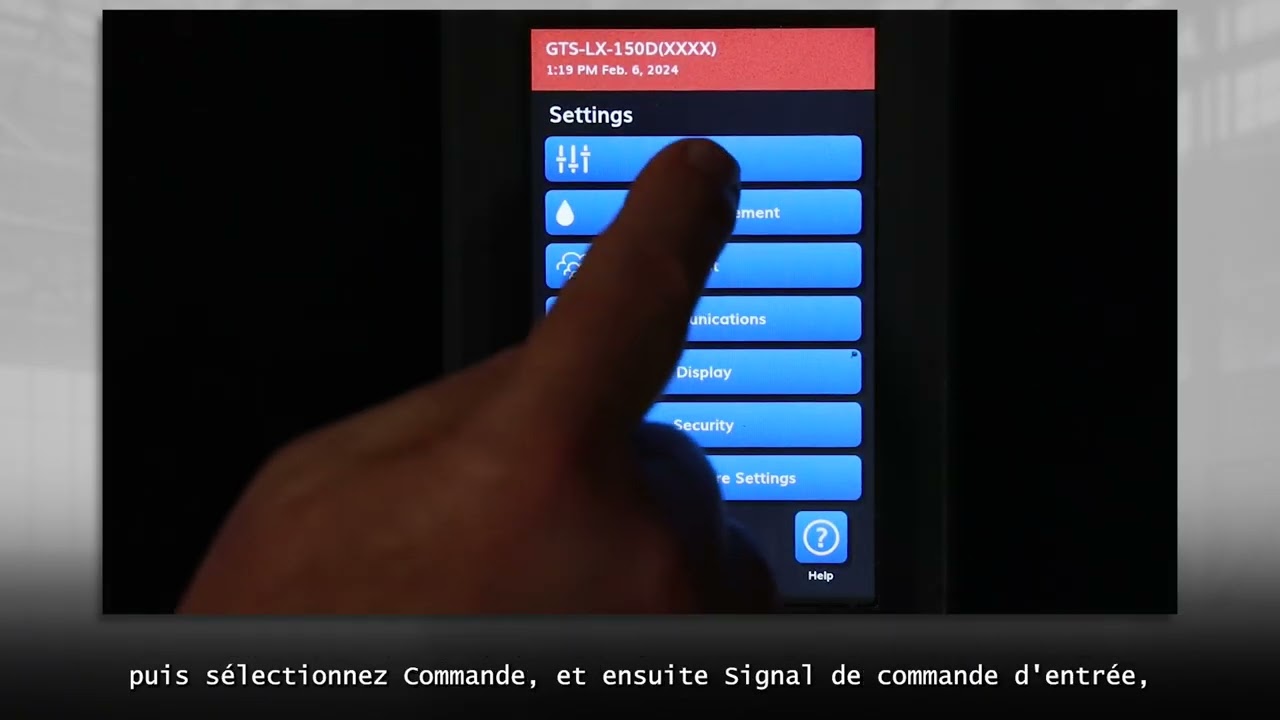Vapor-logic Controller Touchscreen Display: Changing Control Signal Device Type - French