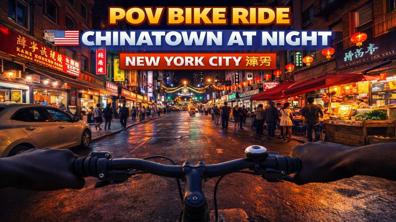 POV Night Bike Ride 🚴🌙  Exploring Chinatown Streets in NYC