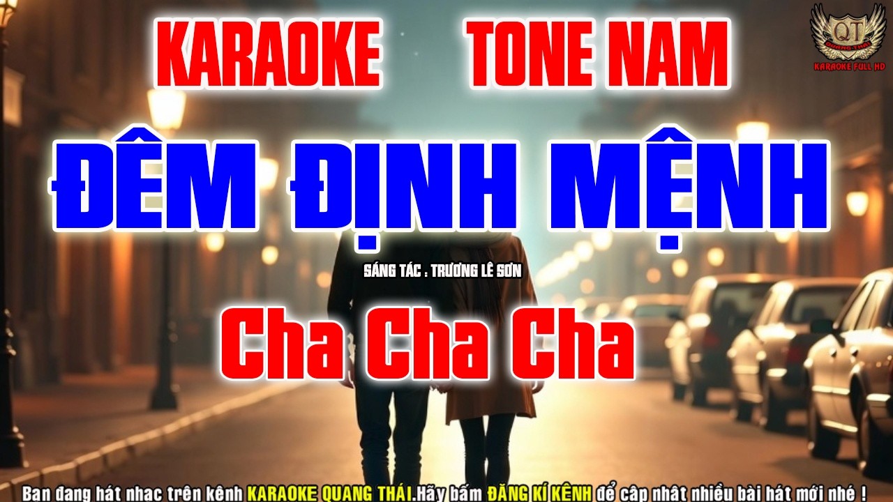 Karaoke Đêm Định Mệnh Tone Nam | Cha Cha Cha | Dễ Hát |Nhạc Sống 2026