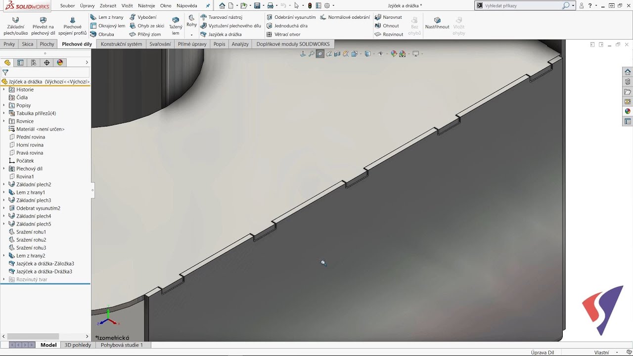 Jazýček a drážka - SOLIDWORKS tipy česky - cz / sk