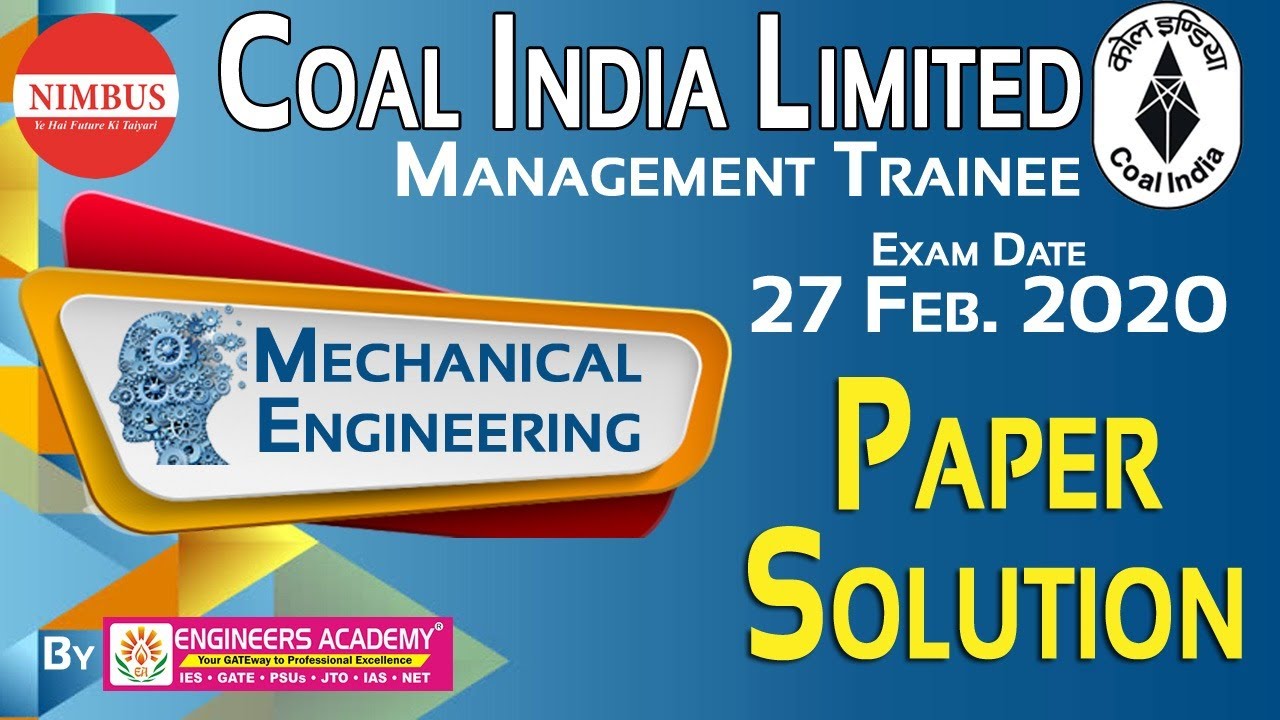 Coal India Management Trainee Paper Solution (Mechanical Engineering)