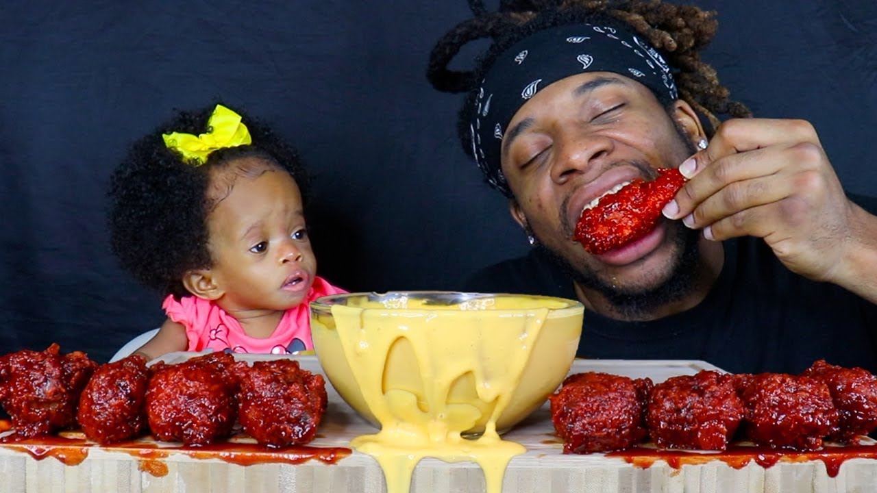 CHEESY NUCLEAR FIRE FRIED CHICKEN MUKBANG | ASMR Popeyes Spicy Chicken (Eating Sounds)