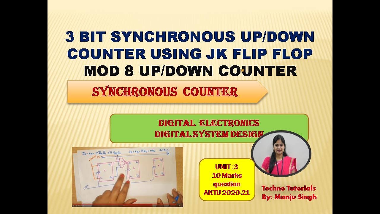 U3L5.10 | 3 Bit synchronous Up/Down Counter using JK Flip flop | Synchronous 3-bit Up/Down Counter