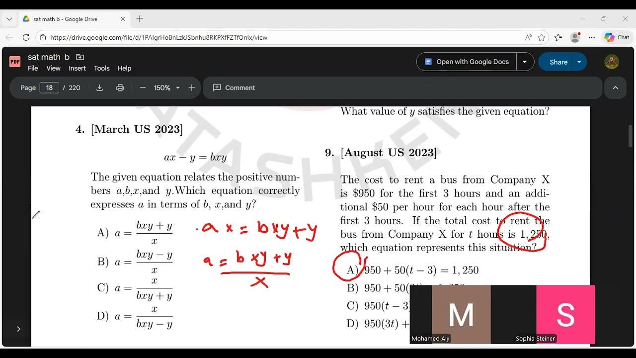  Sat math  linear questio      امتحانات سابقه 