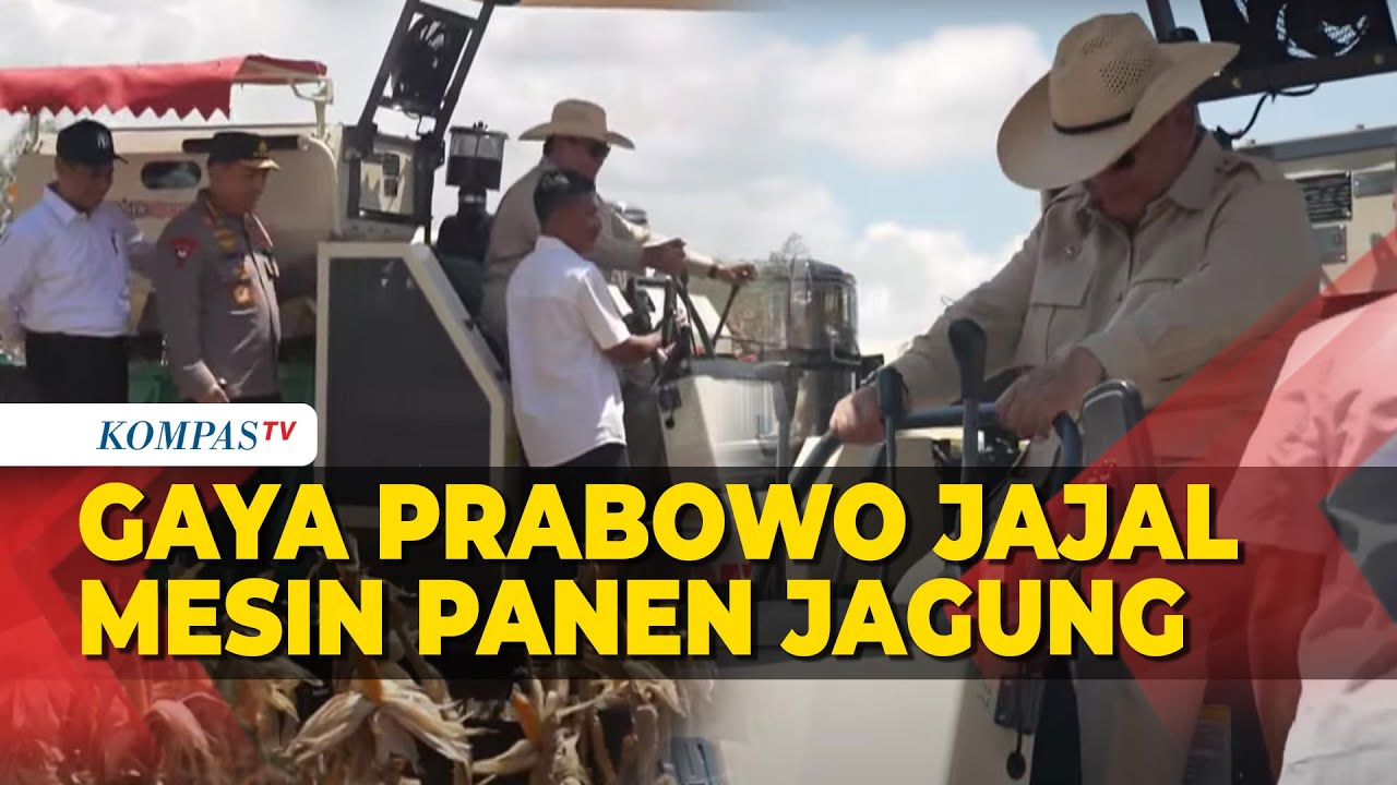 Bertopi Koboi, Gaya Presiden Prabowo Jajal Mesin Panen Jagung di Bengkayang, Kalbar