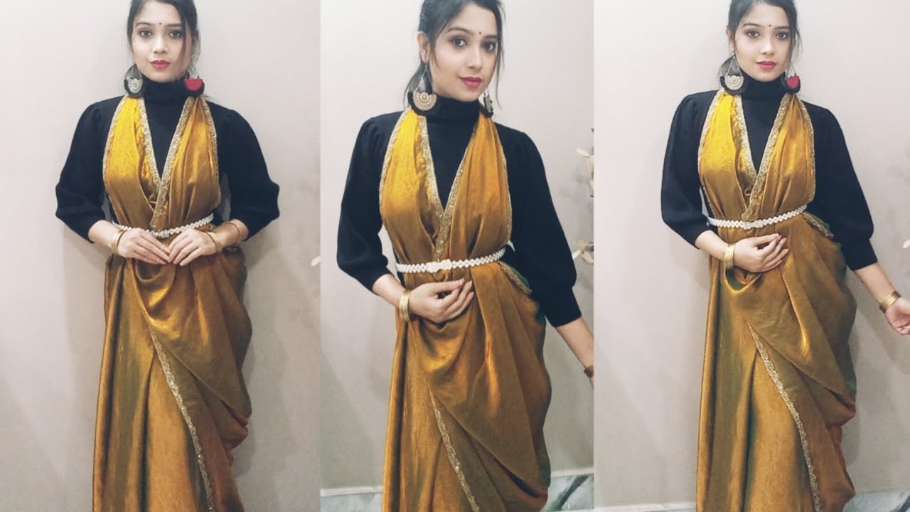 Saree style winter tutorial for beginner|#fashion #winterfashion #sareedraping #sareestyle #trending