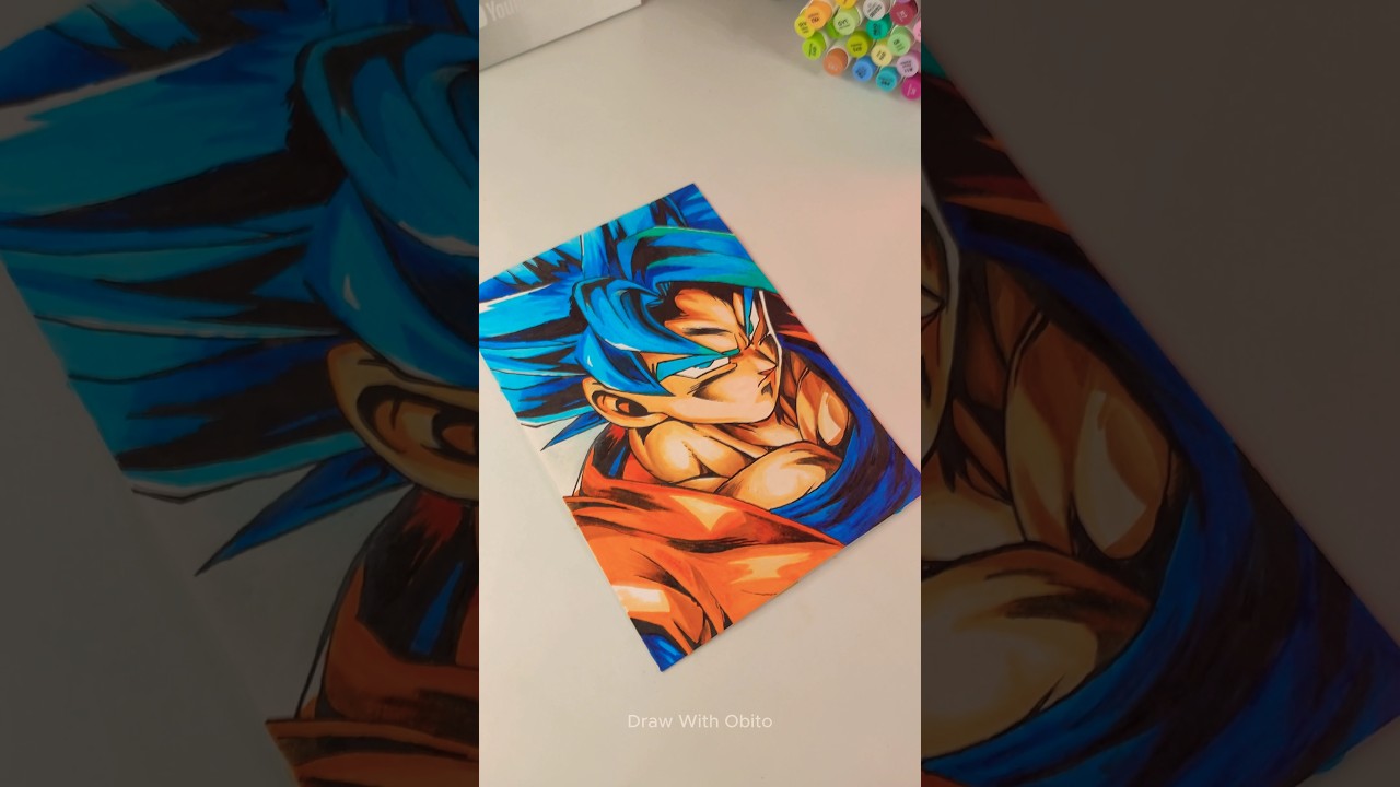 Drawing Goku Blue From Dragon Ball with ohuhu Alcohol markers || DrawWithObito || #anime #goku