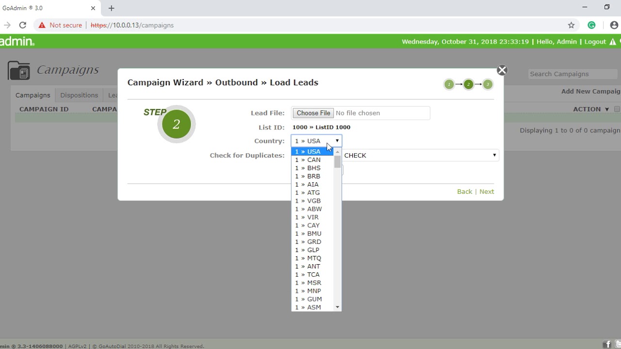 how to create outbound campaign in goautodial