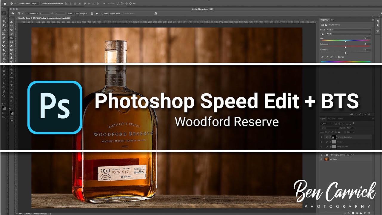 Woodford Reserve Whiskey Bottle Photography and Photoshop Speed Edit