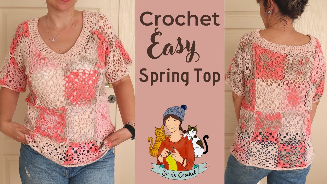How To Crochet An Easy Top With Squares / Join As You Go